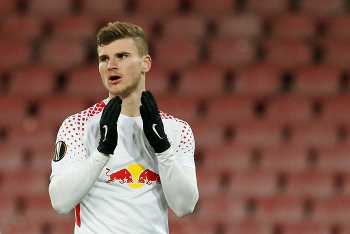 Soccer Football - Europa League Round of 32 First Leg - Napoli vs RB Leipzig - Stadio San Paolo, Naples, Italy - February 15, 2018   RB Leipzigs Timo Werner reacts          REUTERS/Ciro De Luca