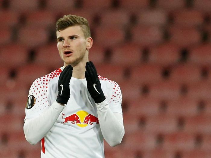 Soccer Football - Europa League Round of 32 First Leg - Napoli vs RB Leipzig - Stadio San Paolo, Naples, Italy - February 15, 2018 RB Leipzigs Timo Werner reacts REUTERS/Ciro De Luca