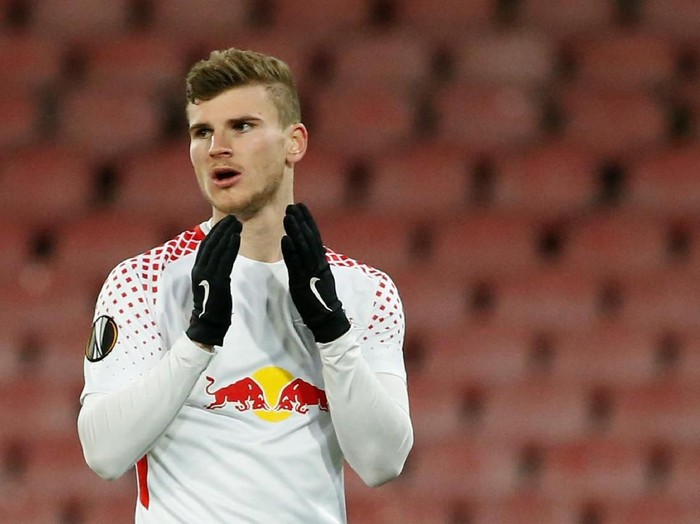 Soccer Football - Europa League Round of 32 First Leg - Napoli vs RB Leipzig - Stadio San Paolo, Naples, Italy - February 15, 2018   RB Leipzigs Timo Werner reacts          REUTERS/Ciro De Luca