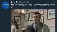 Selain tersingkir, PSG juga pasti didenda usai fansnya membakar flare yang dilarang. Tapi, PSG sih tim kaya raya jadi tidak masalah pula kalau didenda. (Foto: Twitter @Coral)