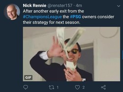 Kekalahan ini pasti membuat PSG menghamburkan banyak uang lagi di musim panas mendatang. Ayo terus buang-buang uangmu, PSG! (Foto: Twitter @renster157)