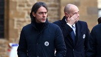 Pelatih Venezia Filippo Inzaghi tiba di Basilica di Santa Croce sebelum pemakaman Astori. (Foto: Alessandro Bianchi/Reuters).