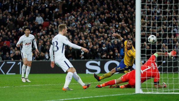 Son Heung Min memecah kebuntuan Tottenham Hotspur atas Juventus di babak pertama.
