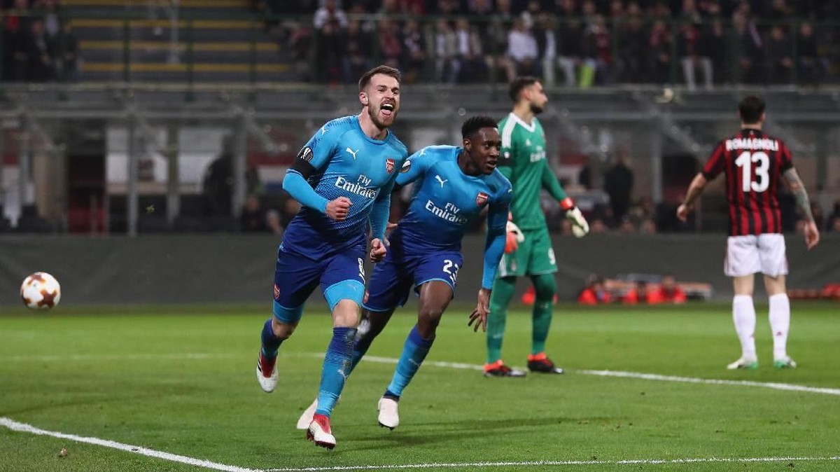 Arsenal menang 2-0 atas AC Milan di leg pertama babak 16 besar Liga Europa (Foto: Catherine Ivill/Getty Images)