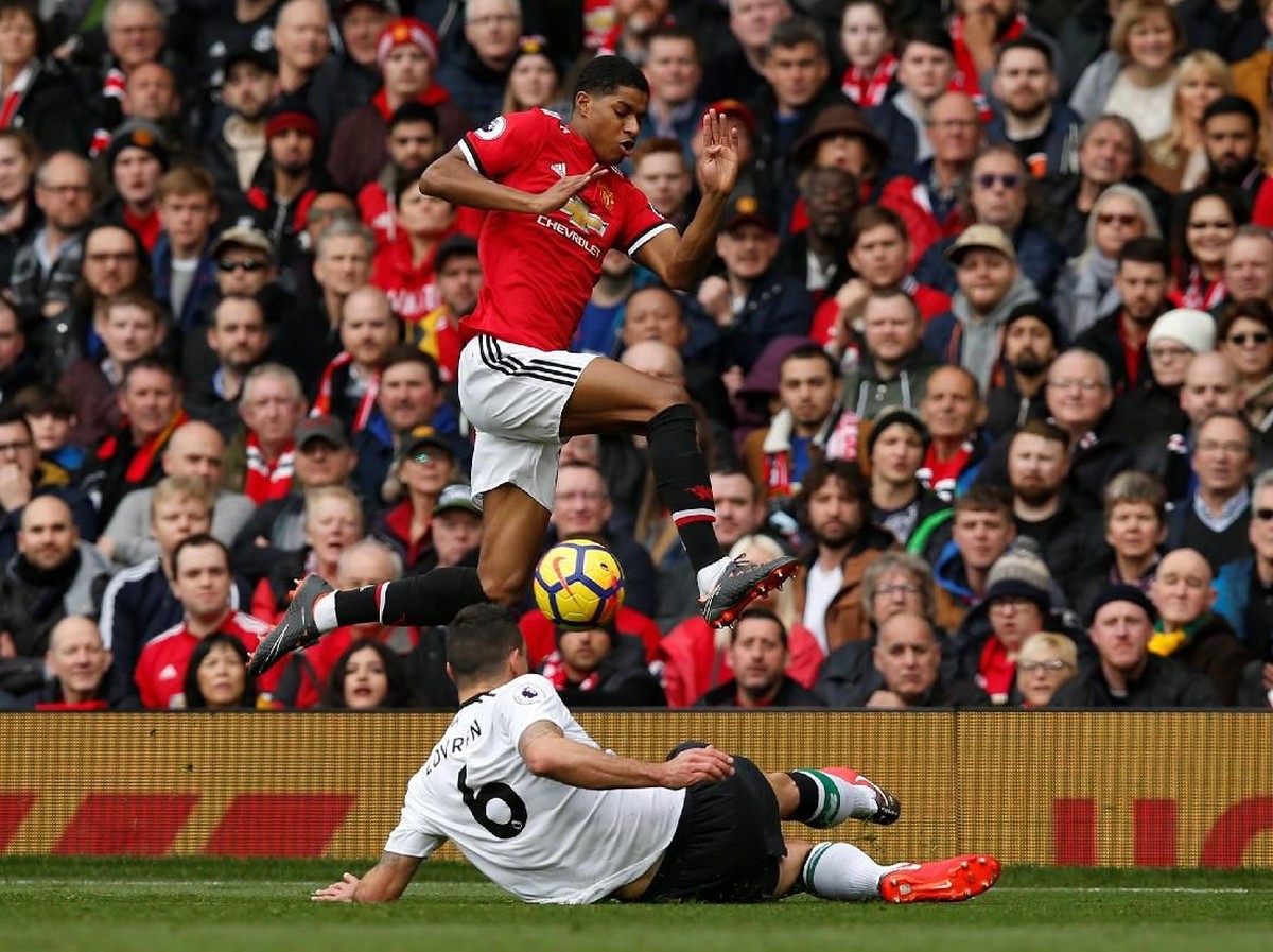 Marcus Rashford di laga Manchester United vs Liverpool. (Foto: Andrew Yates/Reuters)