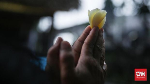 Umat Hindu se-Jabodetabek melaksanakan Upacara Melasti di Pura Segara Cilincing,Jakarta 11 Maret 2018. Melasti merupakan upacara penyucian diri menjelang Hari Raya Nyepi Tahun Baru Saka 1940 yang jatuh pada 17 Maret 2016. (CNN Indonesia/ Hesti Rika)
