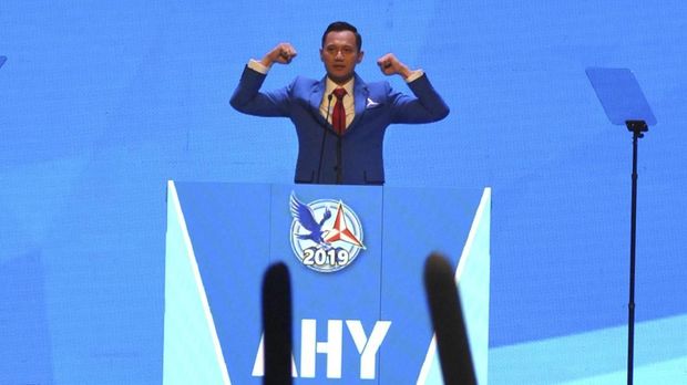 Ketua Kogasma Partai Demokrat Agus Harimurti Yudhoyono (AHY), di Sentul, Kabupaten Bogor, Minggu (11/3). 