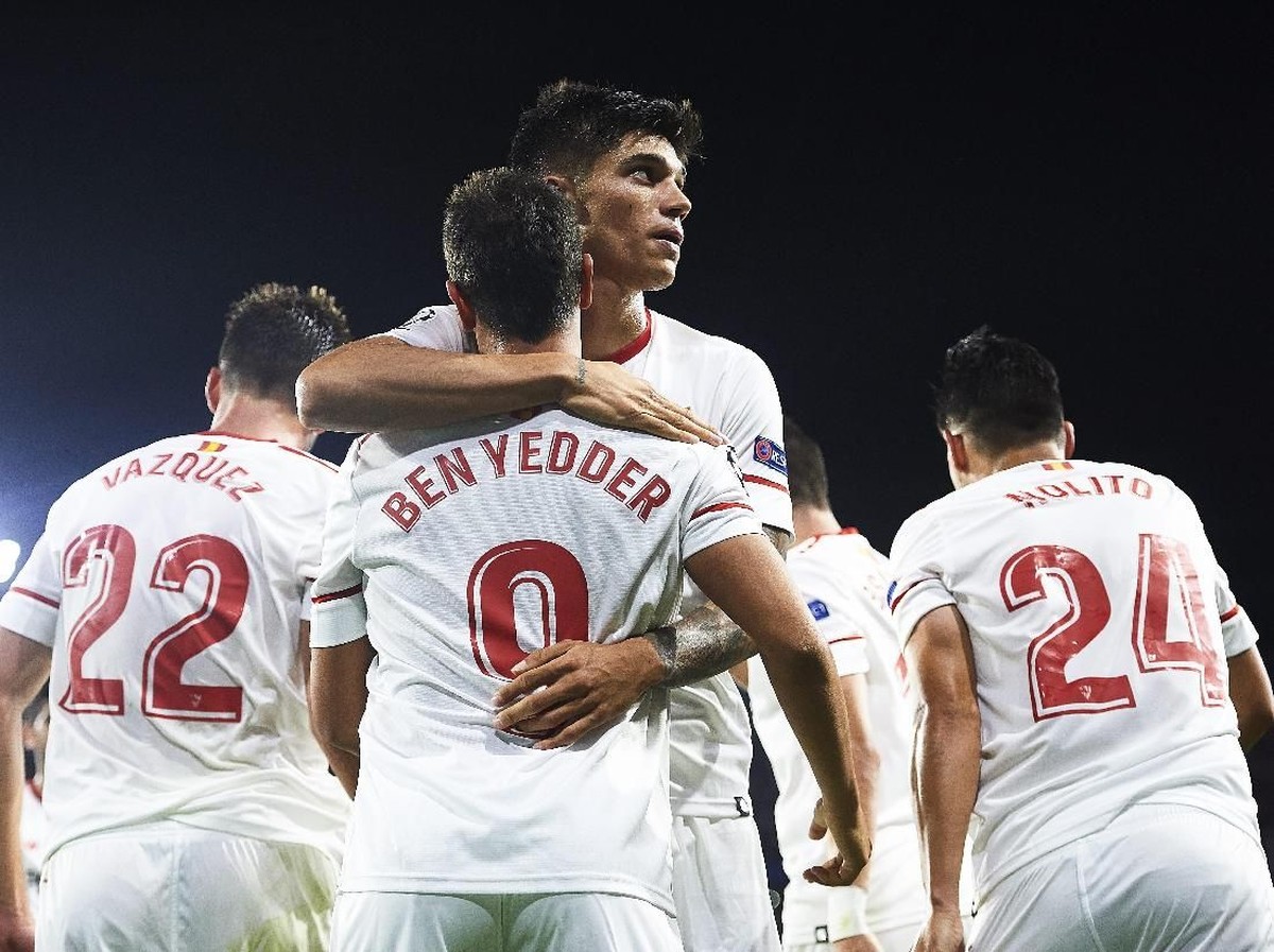 Pemain Sevilla di Liga Champions. (Foto: Aitor Alcalde/Getty Images)