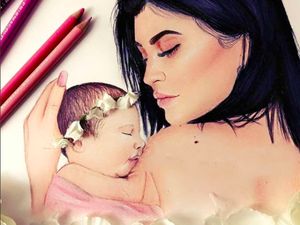 Cute! Kylie Jenner dan Stormi Jadi Objek Karya Seni Netizen