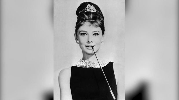 Headshut of actress and film star Belgian born Audrey Hepburn taken on the filming of 