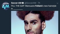 Bagaimana menurutmu soal gaya rambut terbaru Fellaini? Silakan dikomentari (Foto: Twitter @SoccerAM)