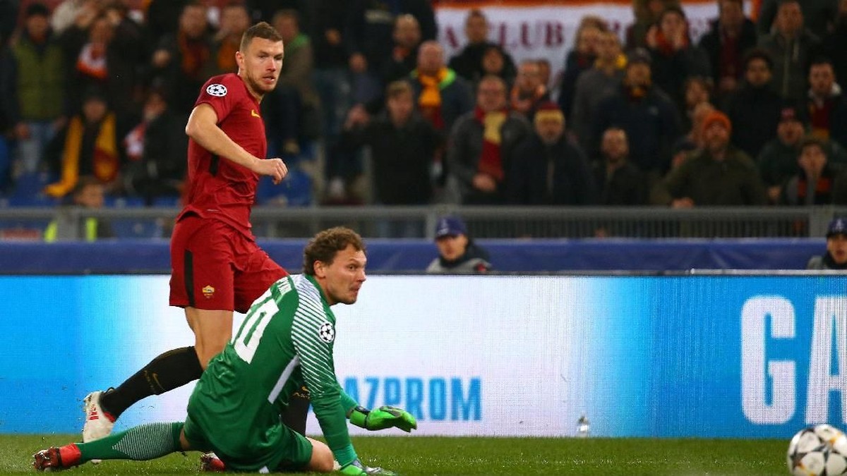 Edin Dzeko mencetak gol ke gawang Shakhtar dan meloloskan Roma ke perempatfinal. (Foto: Max Rossi/ REUTERS)