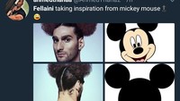 Begini tampak depan dan belakang dari potret Fellaini dengan gaya rambut konyolnya itu. (Foto: Twitter @AhmedThana2)