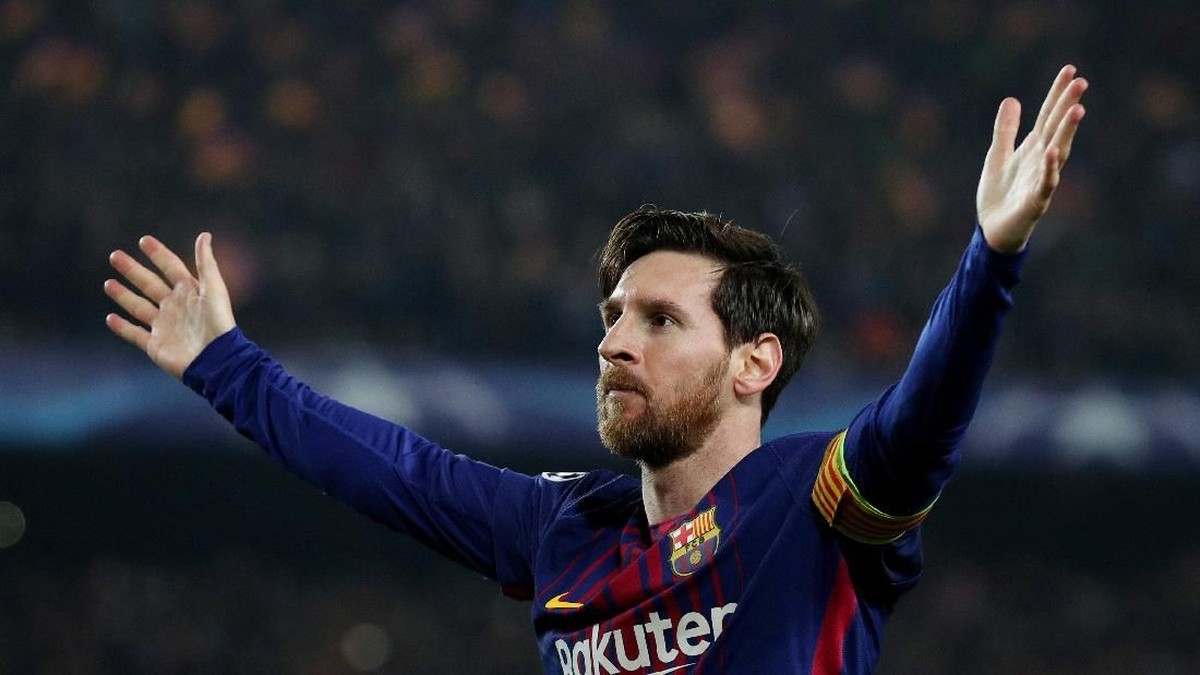 Lionel Messi merayakan gol ke gawang Chelsea di Camp Nou. (Foto: Albert Gea/REUTERS)