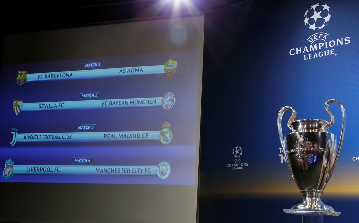 UEFA merilis persentase peluang tim lolos ke semfinal Liga Champions berdasarkan hasil leg pertama perempatfinal. (Foto: Pierre Albouy/REUTERS)