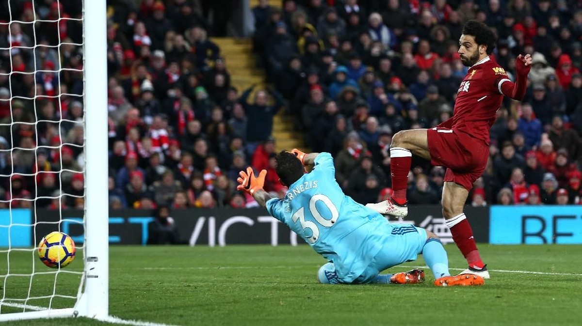 Winger Liverpool Mohamed Salah dua kali menjebol gawang Watford di babak pertama (Foto: Jan Kruger/Getty Images)