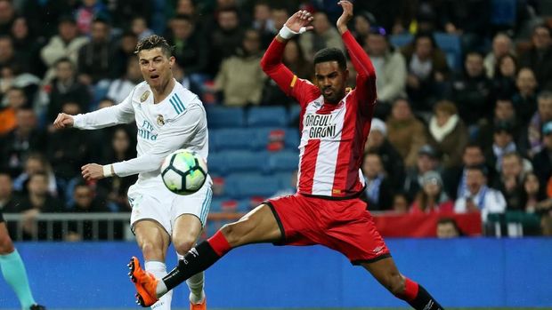 Cristiano Ronaldo mencetak empat gol ke gawang Girona. (