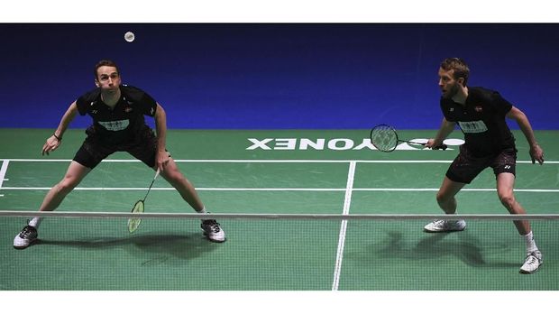 Mathias Boe/Carsten Mogensen sempat memberikan tekanan di pertengahan gim pertama.