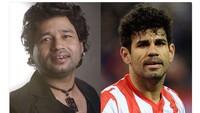 Pemain Atletico Madrid Diego Costa punya wajah yang sangat khas. Di India ada sosok yang mirip-mirip dengannya, yakni musisi Kailash Kher. Lihat kemiripannya kan? (Foto: Internet)