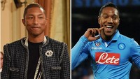 Jonathan De Guzman adalah mantan pemain timnas Belanda. Di dunia musik, ada musisi top Pharrell Williams yang pantas disebut sebagai kembarannya. (Foto: Olahan Francesco Pecoraro/Pascal Le Segretain/Getty Images)