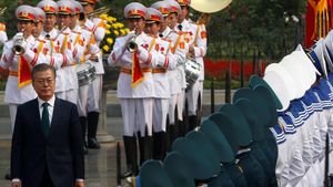 Foto: Sambutan Meriah untuk Presiden Korsel di Hanoi