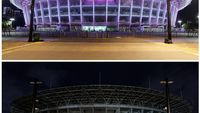Before After Stadion GBK Jadi Gelap Saat Earth Hour