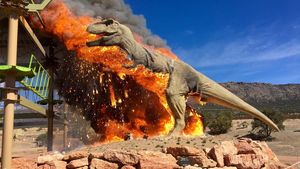 Penampakan T-Rex Habis Dilalap Api hingga Akhirnya Punah