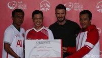 Beckham datang ke Indonesia untuk menghadiri event bertajuk AIA Sepakbola untuk Negeri.