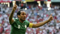 Sami Al Jaber adalah pemain legendaris Arab Saudi. Pensiun dari timnas pada 2006, dia mengoleksi 156 caps dan ada di urutan 14 pemain paling banyak tampil membela negara. (Foto: Mike Hewitt/Getty Images)