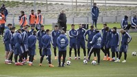 Akan bertanding di kota Madrid, timnas Argentina memilih pusat latihan Real Madrid di Valdebebas sebagai tempat berlatih. Foto: AFP PHOTO / GABRIEL BOUYS