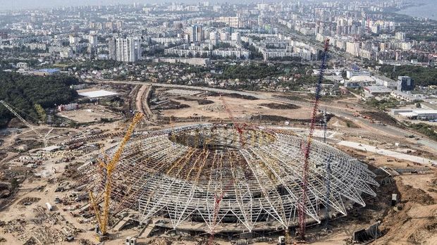 Kondisi Stadion Samara Arena yang tengah dibangun tahun 2017.