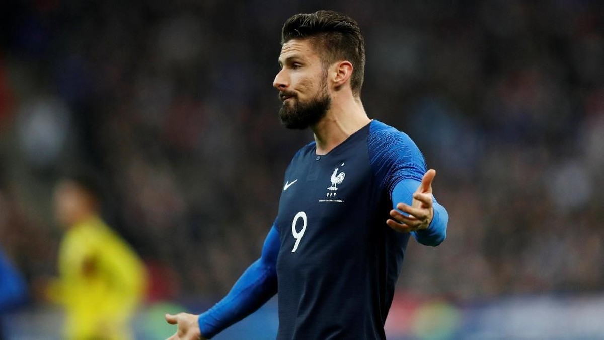 Olivier Giroud dalam salah satu aksinya bersama timnas Prancis (Foto: Gonzalo Fuentes/REUTERS)