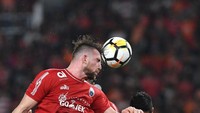 Pada prosesnya Marko Simic jadi pahlawan kemenangan Persija dalam laga ini. Dua kali ia menjebol gawang Arema FC. (Foto: Sigid Kurniawan/Antara Foto)