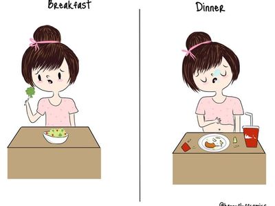 10 Ilustrasi Lucu yang Sering Dialami Cewek Ingin Diet Tapi Hobi Makan
