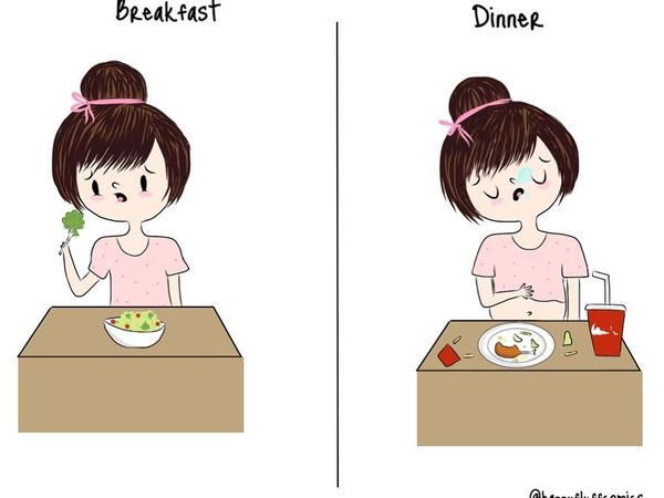 10 Ilustrasi Lucu yang Sering Dialami Cewek Ingin Diet Tapi Hobi Makan