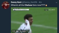 Chelsea kalah meski unggul lebih dulu lewat sundulan Alvaro Morata. Tapi Spurs bisa membalas lewat indah Christian Eriksen dan dua gol Dele Alli.  Ayo mana suaranya fans Chelsea? (Foto: Twitter @Danny_Kent96)