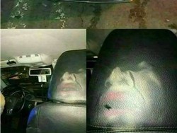 Brak! Makeup Ini Menempel di Headrest saat Tabrakan