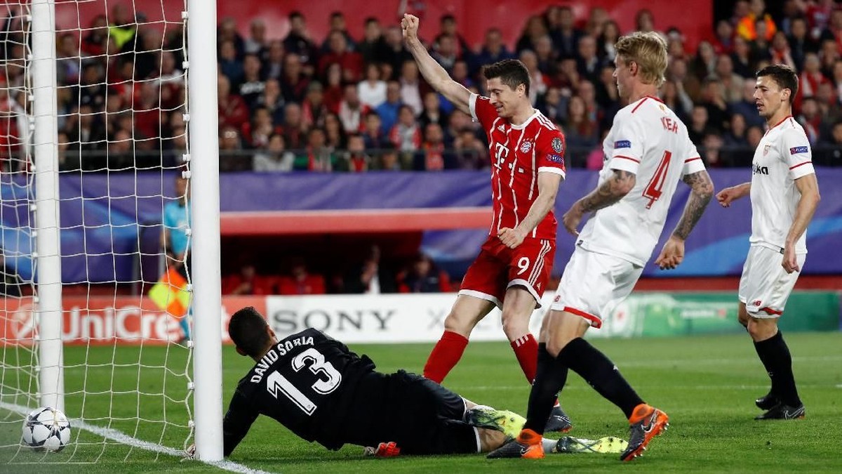 Bayern Munich menang 2-1 atas Sevilla di leg pertama perempatfinal Liga Champions (Foto: Sergio Perez/Reuters)