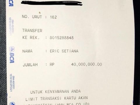 Bukti pembayaran joki.