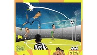 Tendangan salto Cristiano Ronaldo pun dibuat ke dalam karikatur. (Foto: Instagram)
