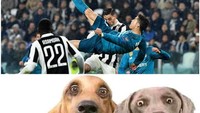 Mungkin beginilah wajah fans Barcelona jika melihat gol salto Cristiano Ronaldo. (Foto: Instagram)