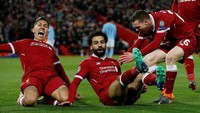 Meski City lebih mendominasi, Liverpool sukses membuka skor melalui tembakan Mohamed Salah di menit ke-12. Foto: Andrew Yates/Reuters