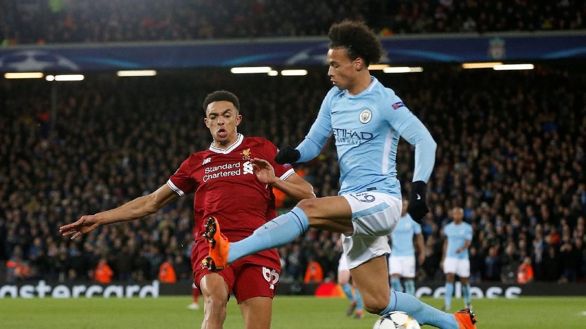 Trent Alexander-Arnold berhasil mematikan Leroy Sane (Andrew Yates/Reuters)