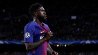 Berstatus bek inti Barcelona, Samuel Umtiti, cuma digaji 75 ribu pound per pekan (Rp 1,4 M). Masa depannya sempat dispekulasikan sebelum meneken kontrak baru hingga 2023. (Juan Medina/Reuters)