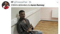 Ramsey jelas membuat bek-bek CSKA dini hari tadi tak berdaya menghadapinya. Bersama Alexandre Lacazette yang juga mencetak dua gol, keduanya sukses memporak-porandakan barisan pertahanan wakil Rusia itu. (Foto: Twitter @FinesseFlair)