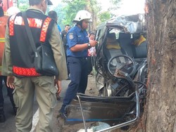 Diduga Ngantuk, Pengemudi Carry Tewas Terjepit Pohon di A Yani