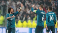 Marcelo menyempurnakan dominasi Real Madrid atas Juventus saat main di Turin. Dia mencetak gol penutup Los merengues (Emilio Andreoli/Getty Images)