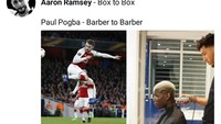 Ramsey membuktikan dirinya adalah salah satu gelandang box-to-box terbaik. Kalau Paul Pogba? Pemain Manchester United itu belakangan malah sering gonta-ganti gaya rambut. (Foto: Twitter @Durchiga)