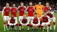 Seluruh pemain terbaik Arsenal turun ke lapangan, minus Pierre-Emerick Aubameyang yang tak bisa main karena terganjal aturan UEFA. Foto: John Sibley/Action Images via Reuters