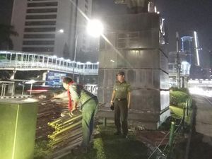 Patung Jenderal Sudirman yang Bolong Mulai Diperbaiki